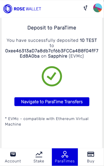 Deposit tokens: Deposit complete